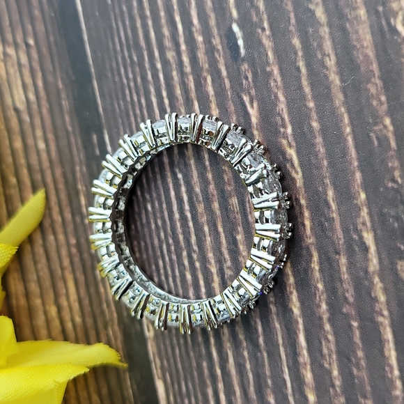 SILVER OVAL CUT CZ ETERNITY BAND - Picture 3 of 9